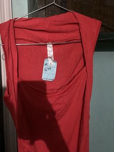 Coral Ruched Sleeveless Dress
