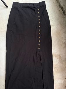 Black Button-Up Maxi Slit Skirt