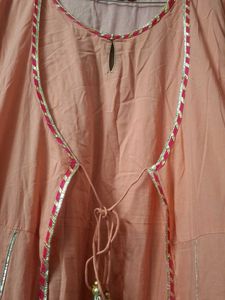 Peach Anarkali Dress with Silver Detail
