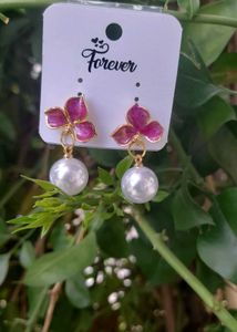 Floral Pearl Drop Earrings