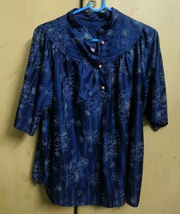 Elegant Blue Floral Print Kurta