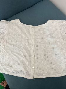 White Broderie Anglaise Crop Top