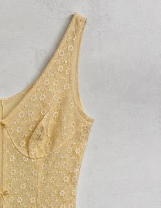 Vintage Yellow Lace Slip Dress