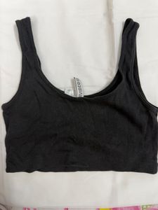 H&amp;M Black Ribbed Crop Top