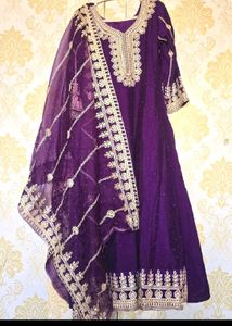 Elegant Purple Embroidered anarkali Set