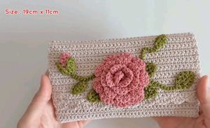 Handmade Crochet Clutch with Rose Design