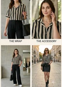 Stylish Black &amp; White Textured Shirt