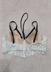 White Lace Bra with Black Straps