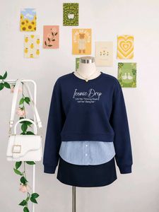 Navy Blue "Iconic Drip" Layered Sweatshirt
