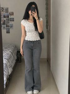 White Floral Print Top