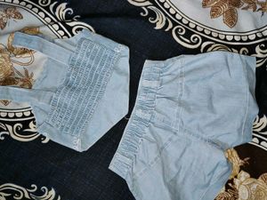 Denim Embroidered Top