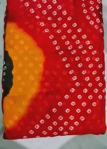Vibrant Red Bandhani Saree