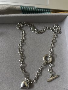 Chic Silver Chain Necklace with Heart Charm