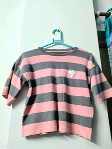 Striped Pink & Gray Tee