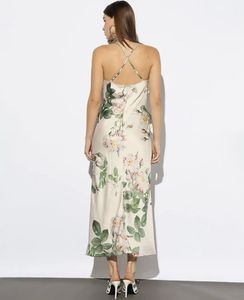 Floral Ruffle Satin A line Dress
