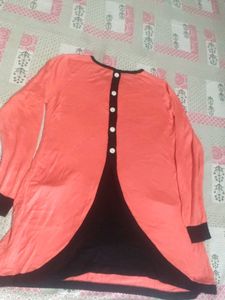 Stylish Coral and Black Kurta