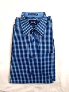 Men's Blue Checkered Button-Down Shirt