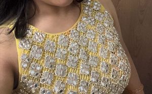 Yellow Floral Lehenga Set with Embellished Top