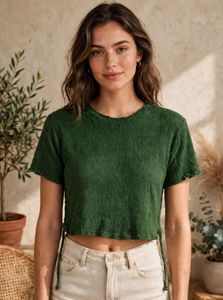 Ribbed Crop backless green top
