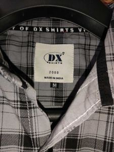 DX Shirts Men's Grey Checkered Shirt | Chest 36 in