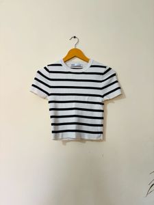 Zara Striped Knit Crop Top