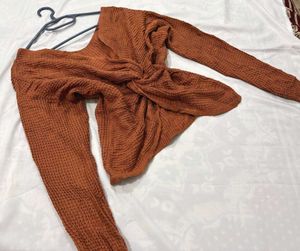 🎉Buy1 Get1 Free🎉Twist Front Knit Sweater I
