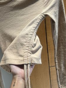 Mango Beige Ruched Long Sleeve Crop Top