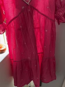 Vibrant Pink Tiered Midi Dress