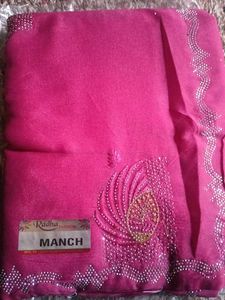 Stunning Pink Embellished Saree