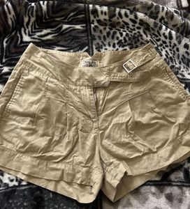 Tan Paperbag Waist Shorts