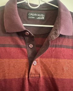 Calvin Klein - Striped Maroon Polo Shirt