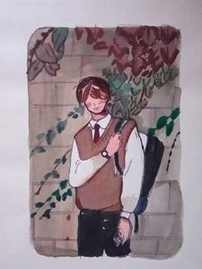 Boy in shed (Painting)