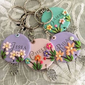 Personalized Flower Name Keychain