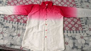 Chic Ombre Red Button-Down Blouse