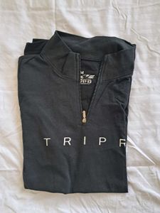 Men's Black Zip Neck T-Shirt