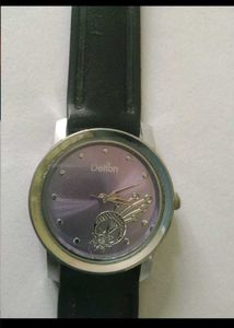 Classic Black Leather Strap Watch