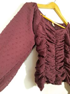 Dark Brown Western Full Sleeve Top(women's)