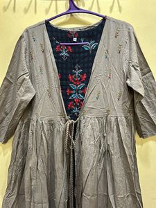 Boho Tiered Floral Maxi Dress with Embroidered Det