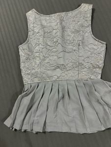 Elegant Silver Lace Top