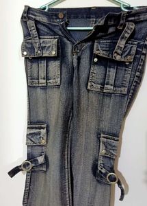 Vintage Washed Black Cargo Denim Jorts