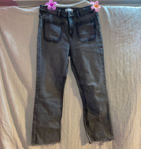 Grey Denim Cargo Pants