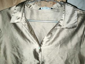 Satin Button-Up Shirt