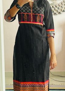 🖤🧡 Beautiful cotton Black kurta