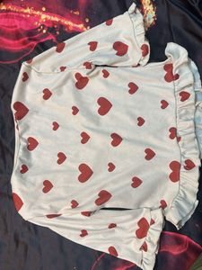 Heart Print V-Neck Top