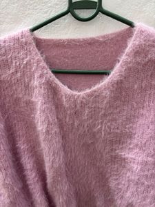 Fluffy Pink Cropped Sweater