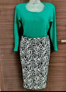 Black and White Pattern Bodycon Skirt