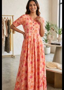 Charming Floral Print Dress(L)
