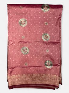 Elegant Pink Saree with Floral Motifs