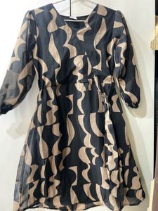 Abstract Print Wrap Dress
