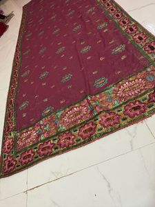multicolour work Embroidered Saree
